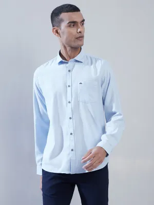 100% Cotton Light Blue Plain Slim Fit Full Sleeve Casual Shirt