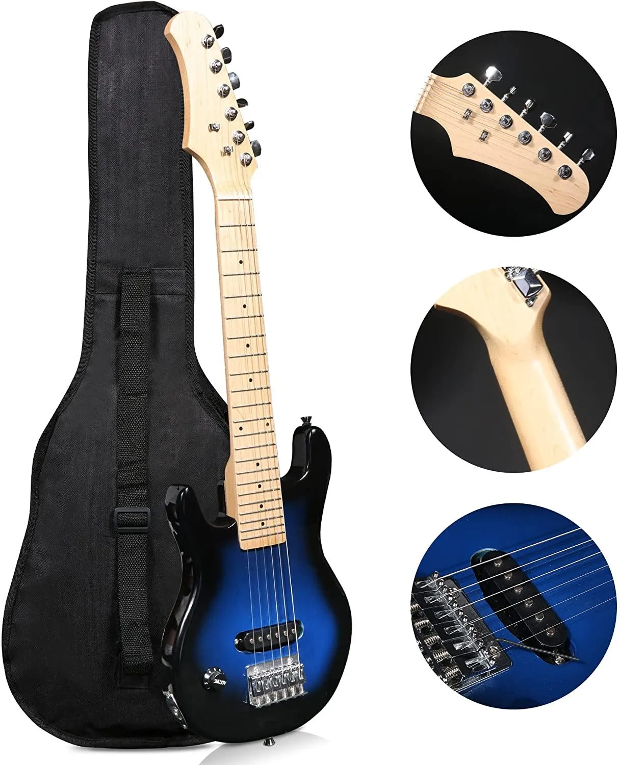 30" Electric Guitar Beginner Kits for Starter Guitar Includes Gig Bag, 5 W Amplifier, 6 Strings, Picks, Cable