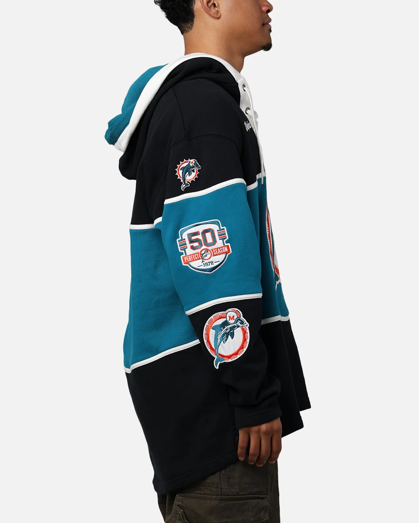 47 Brand Miami Dolphins Super Bowl Gridiron Lacer Hoodie Jet Black