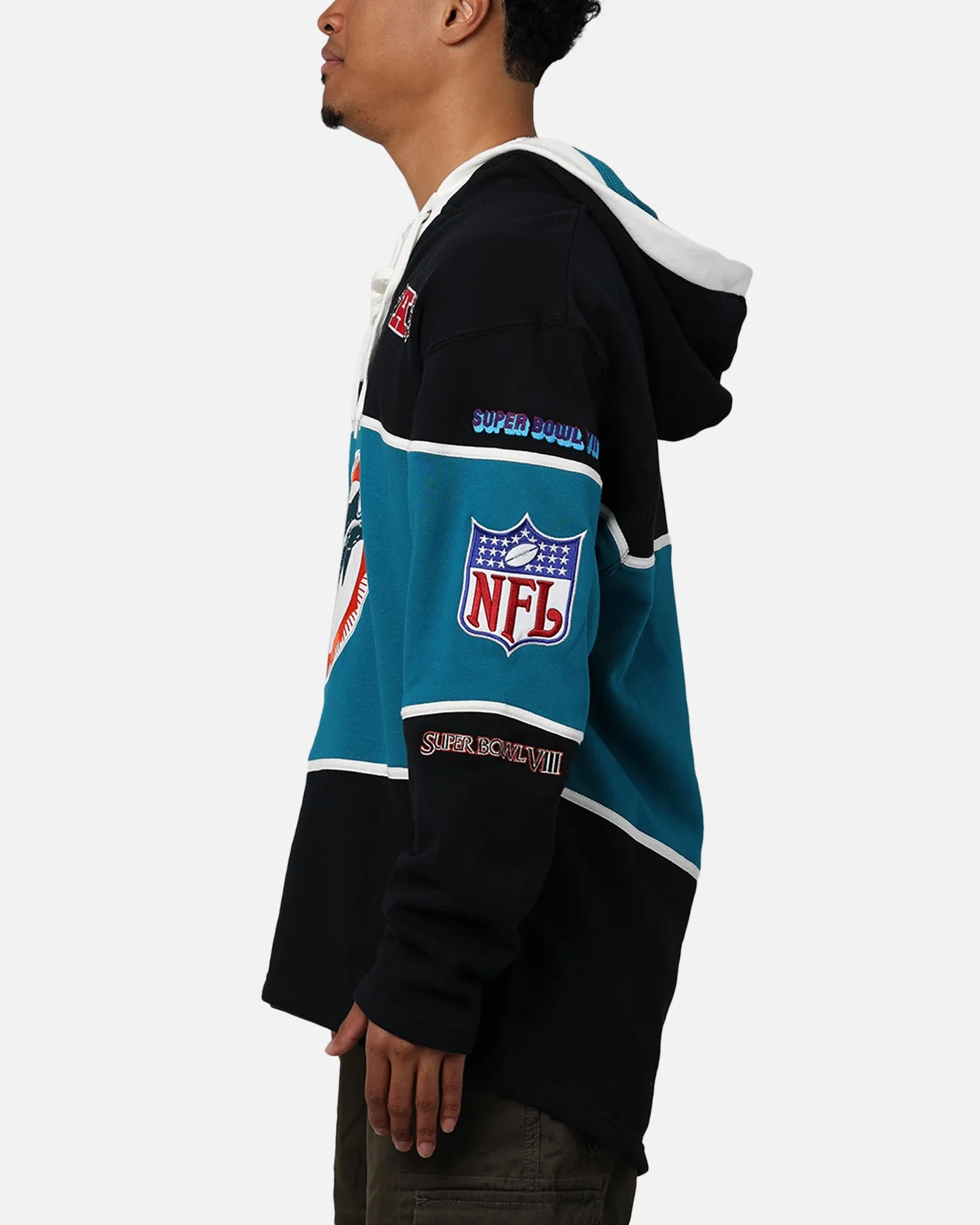 47 Brand Miami Dolphins Super Bowl Gridiron Lacer Hoodie Jet Black