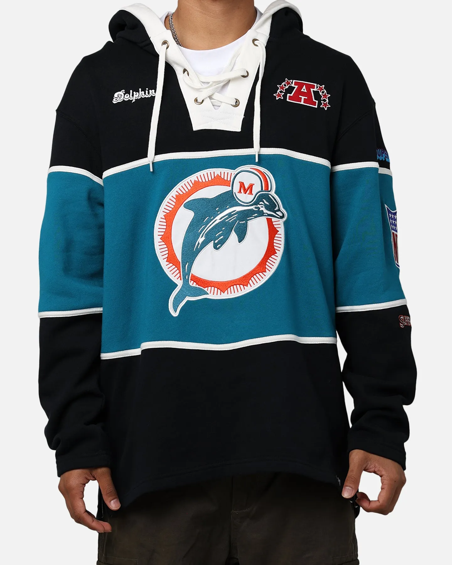 47 Brand Miami Dolphins Super Bowl Gridiron Lacer Hoodie Jet Black