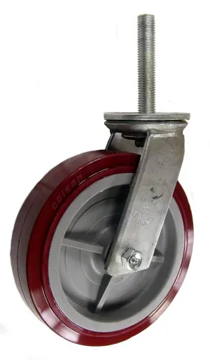 8" x 2" Polyurethane Wheel Stem Caster with 3/4" Threaded Stem - 1,000 Lbs Capacity