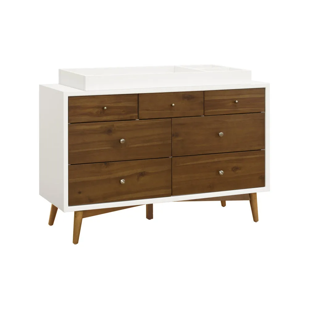 Babyletto Palma 7-Drawer Double Dresser - White and Natural Walnut