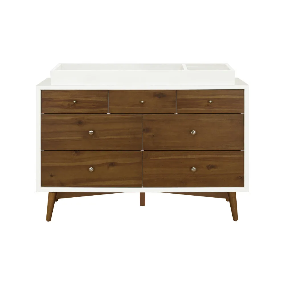 Babyletto Palma 7-Drawer Double Dresser - White and Natural Walnut