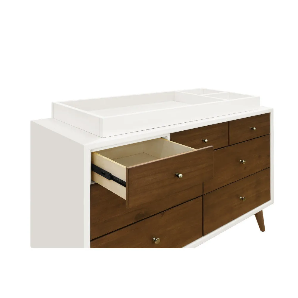 Babyletto Palma 7-Drawer Double Dresser - White and Natural Walnut