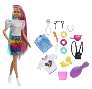 Barbie Leopard Rainbow Hair Doll With Silver Top