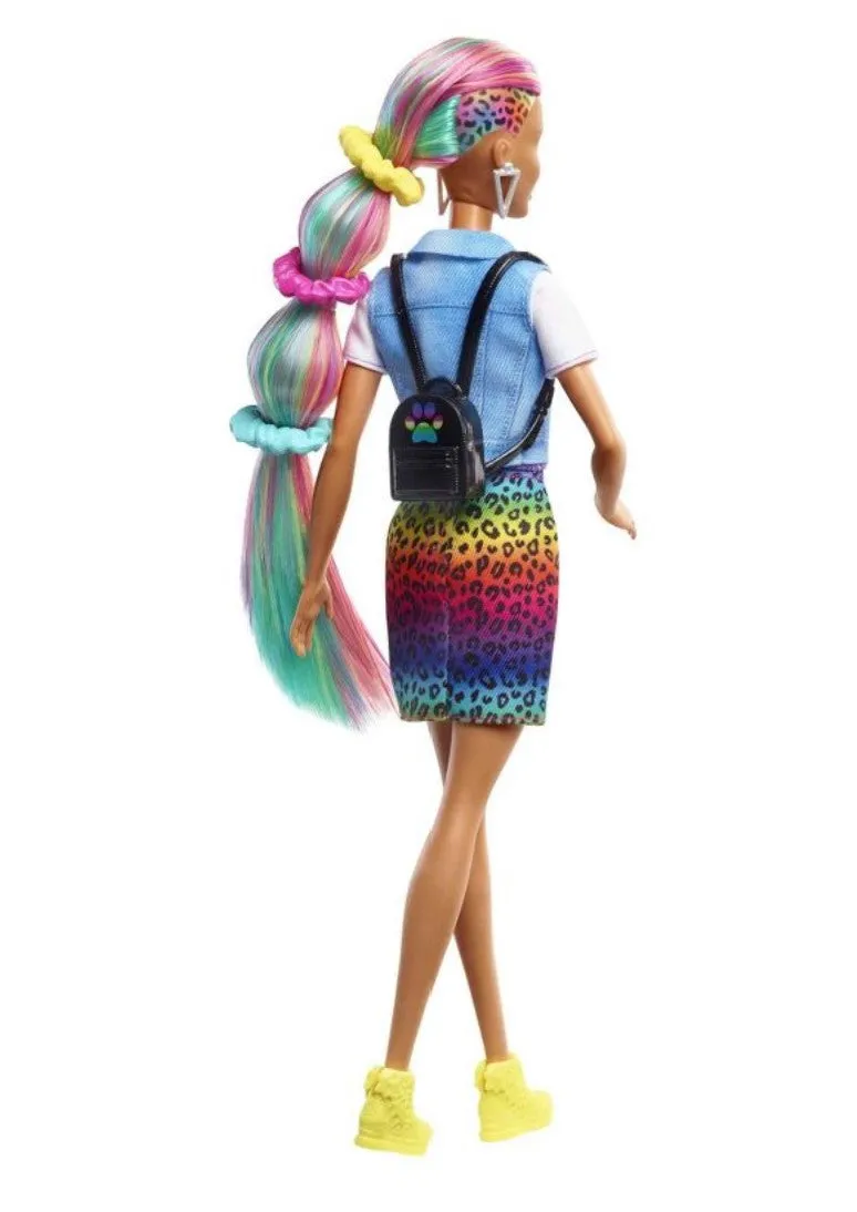 Barbie Leopard Rainbow Hair Doll With Silver Top