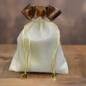 Foam Jute Potli Bag With Copper Leather Border Shagun Pouch For Gifting  1PC