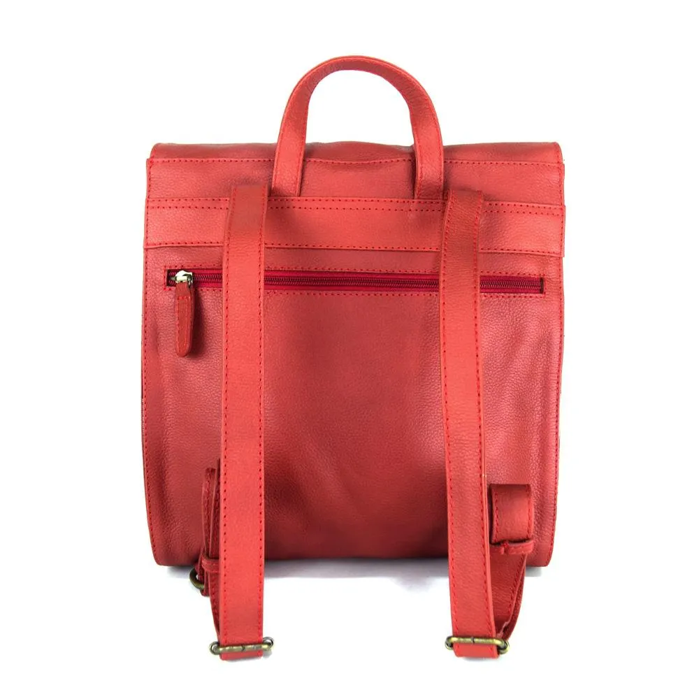 Foldover Backpack in Rustic Red Leather- Not Concealed - FINAL SALE NO EXCHANGE