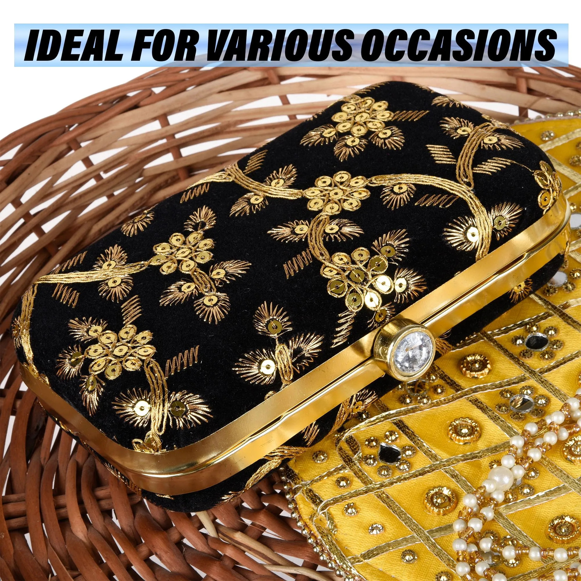 Heart Home Clutch Purse | Wedding Clutch | Party Hand Purse | Women’s Clutch Purse | Detachable Chain Purse | Wallet Hand Bag | Lock System Hand Bag | Black