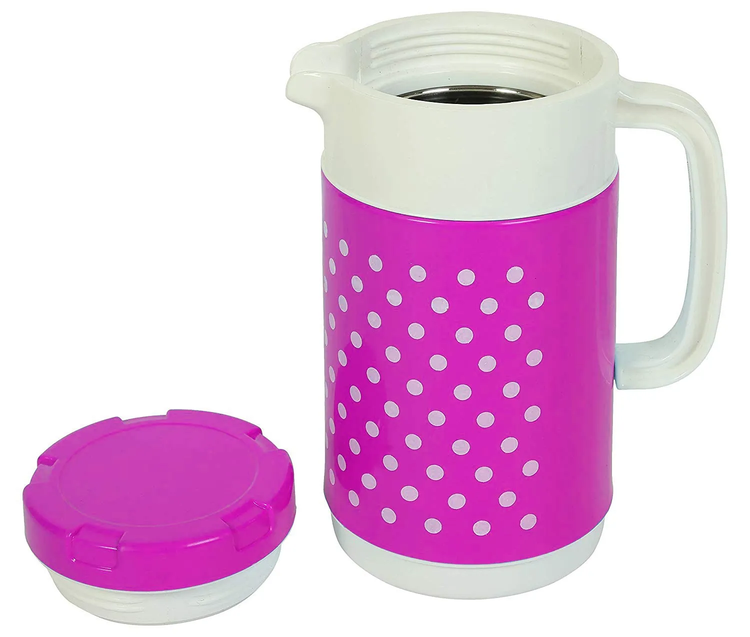 Kuber Industries Polka Dots Design 2 Pieces Insulated Orchid Tuff Jug Flask 1500 ML (Pink)