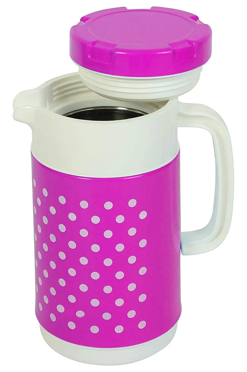 Kuber Industries Polka Dots Design 2 Pieces Insulated Orchid Tuff Jug Flask 1500 ML (Pink)