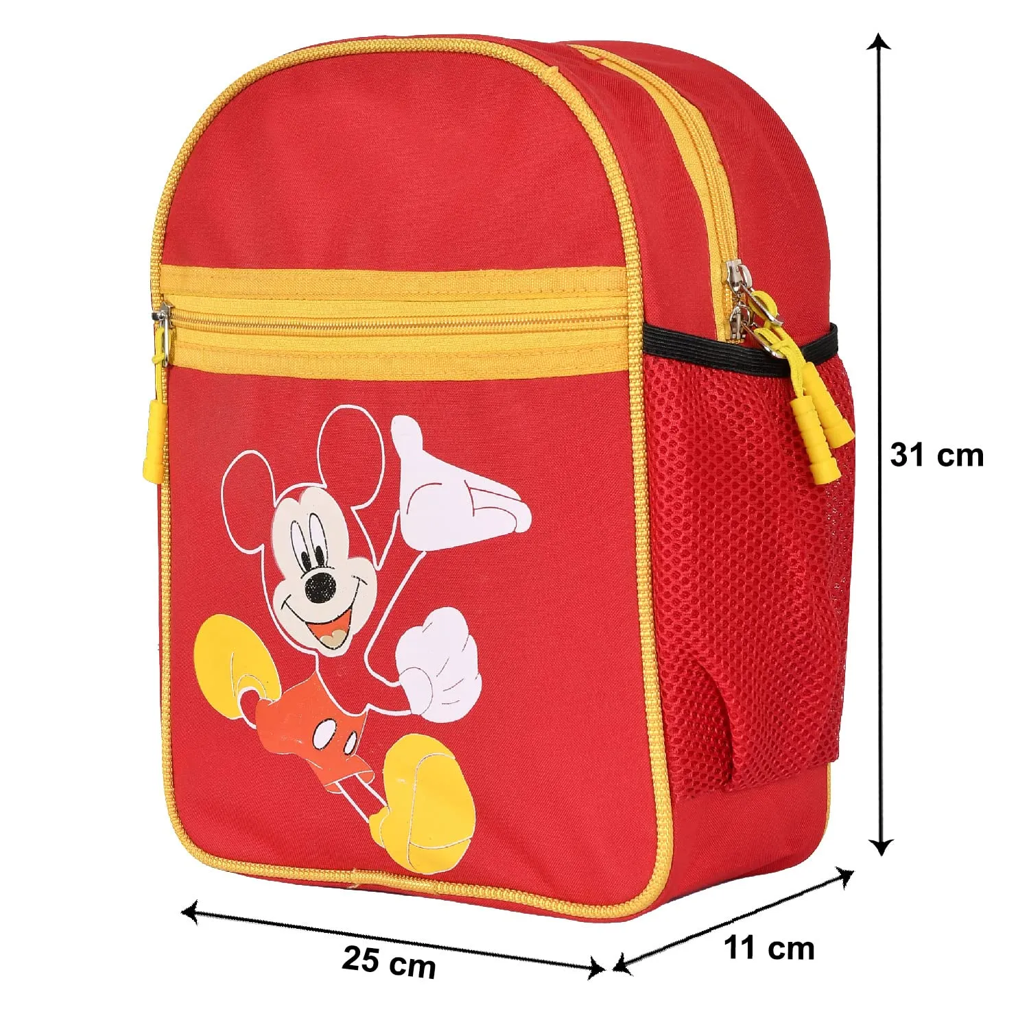 Kuber Industries Polyester Waterproof Disney Mickey Mouse Print Backpack|Sturdy School Bag For Kids,13 Inch (Red)