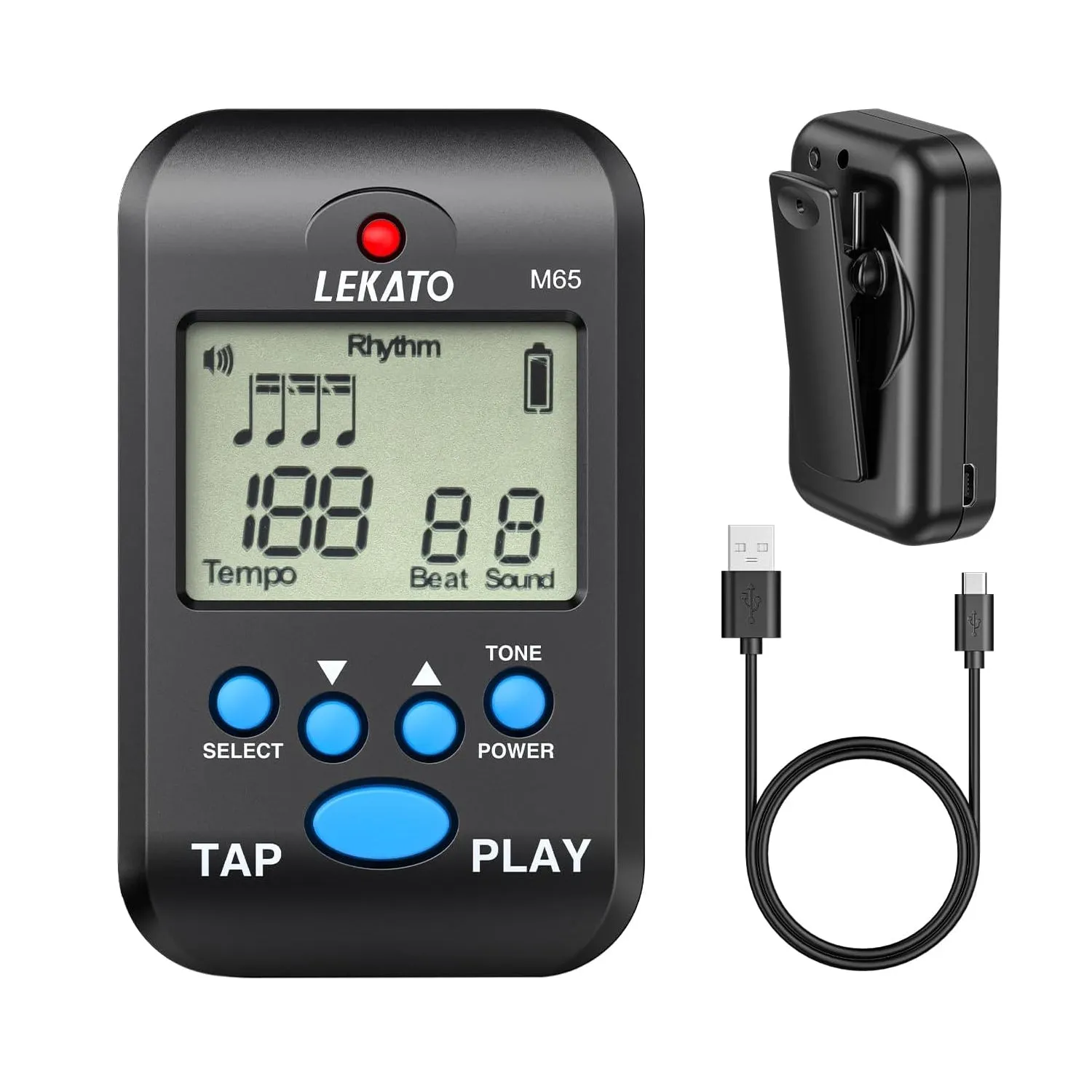 LEKATO M65 Digital Metronome Rechargeable LCD Electronic