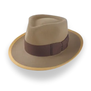 Light Camel Teardrop Mens Fedora with Double-Bow Hatband | The Stentor