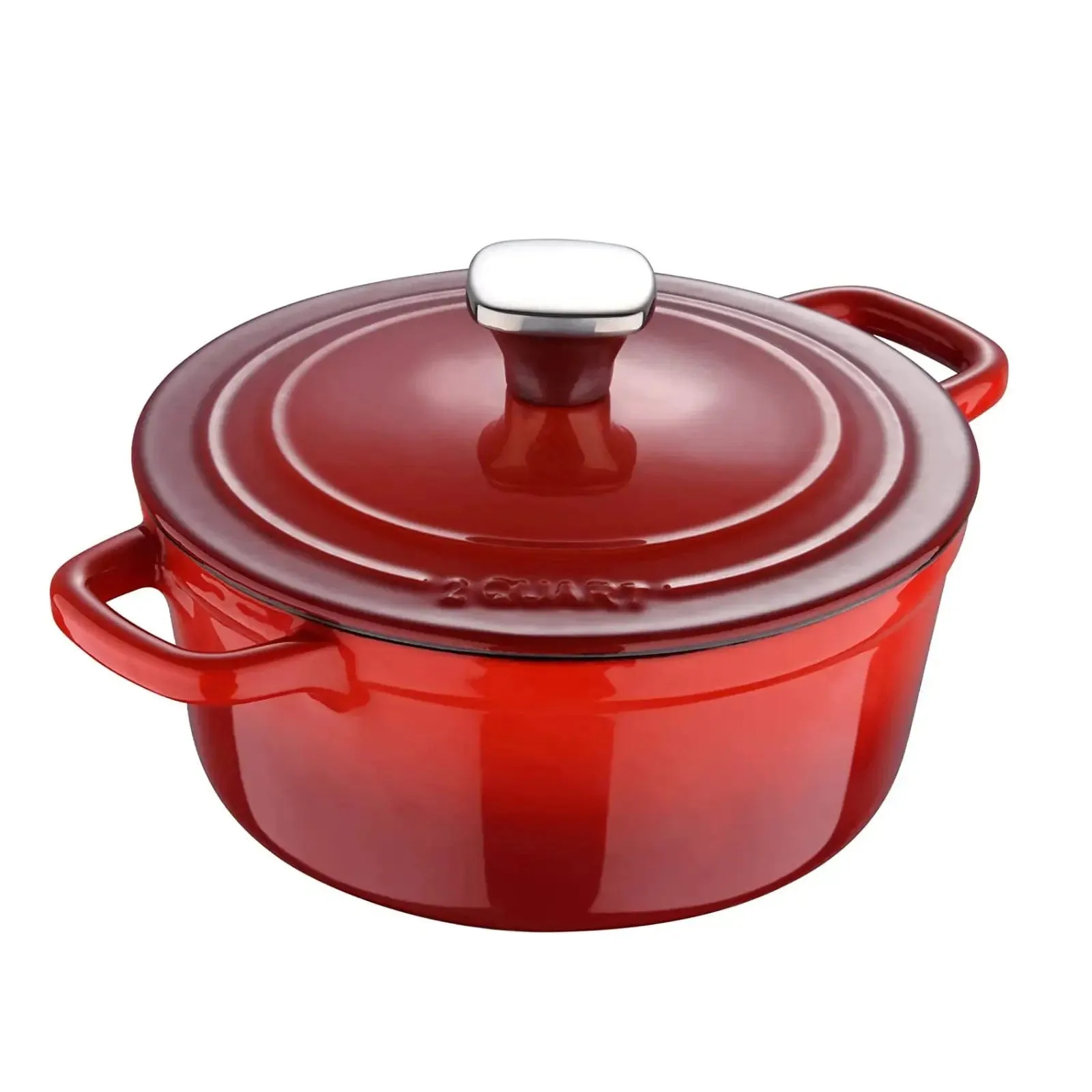 MasterPro Cast Iron Casserole Pot With Lid Red Enamel Oven Dish