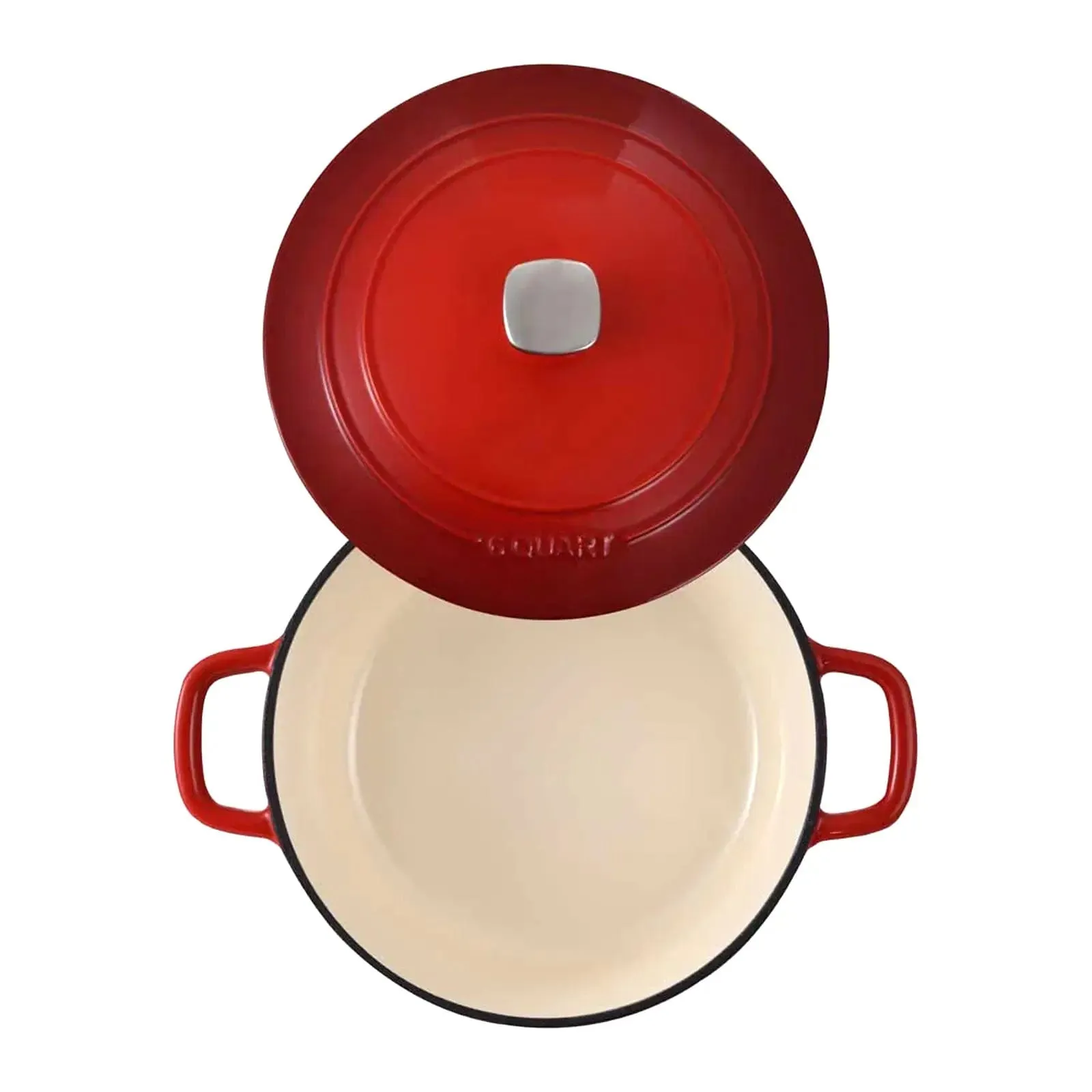 MasterPro Cast Iron Casserole Pot With Lid Red Enamel Oven Dish