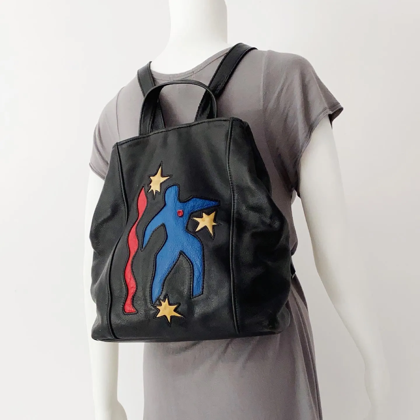 Matisse Backpack - Art Inspired Square Leather Backpack or Shoulder Bag