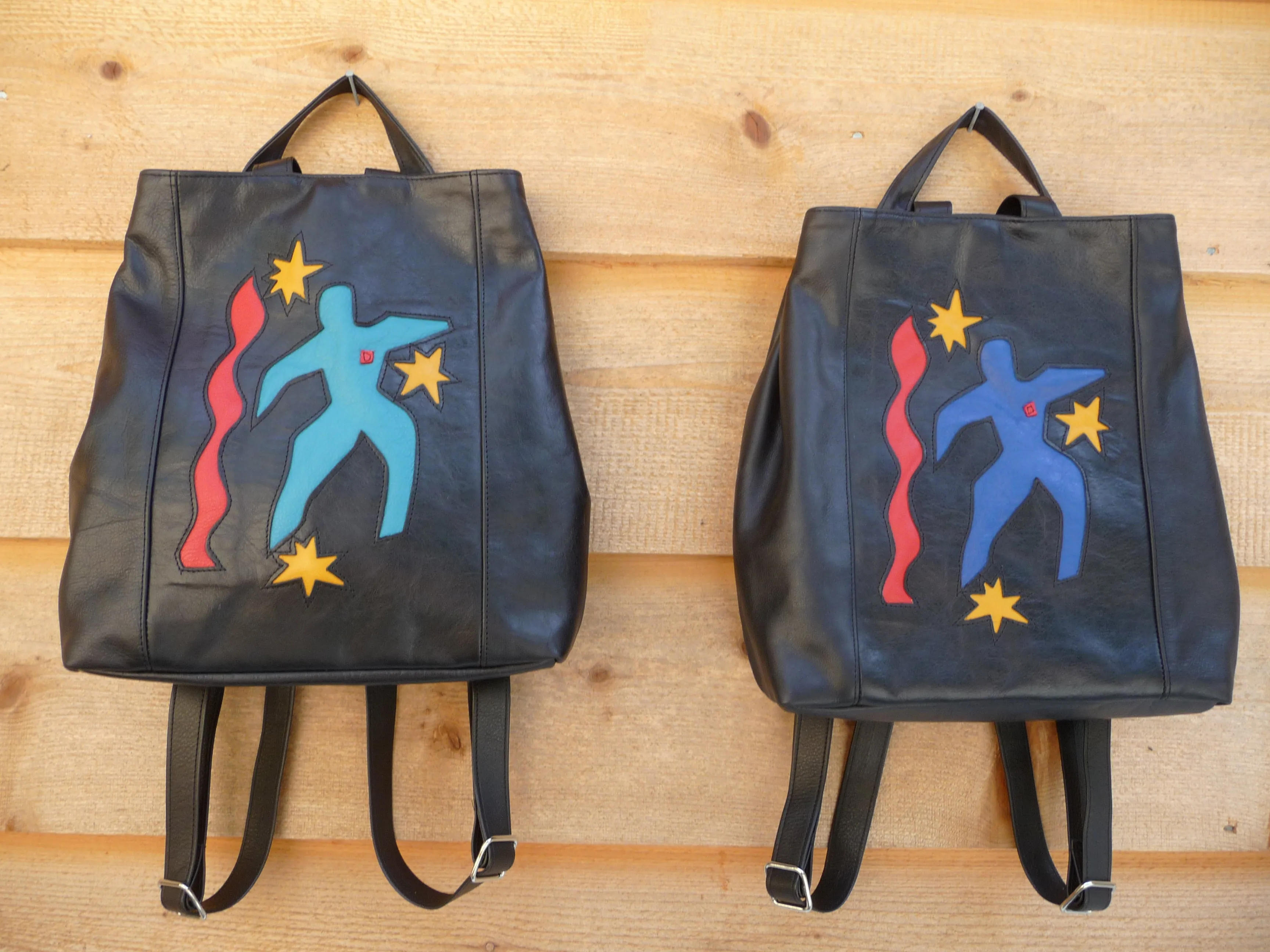 Matisse Backpack - Art Inspired Square Leather Backpack or Shoulder Bag