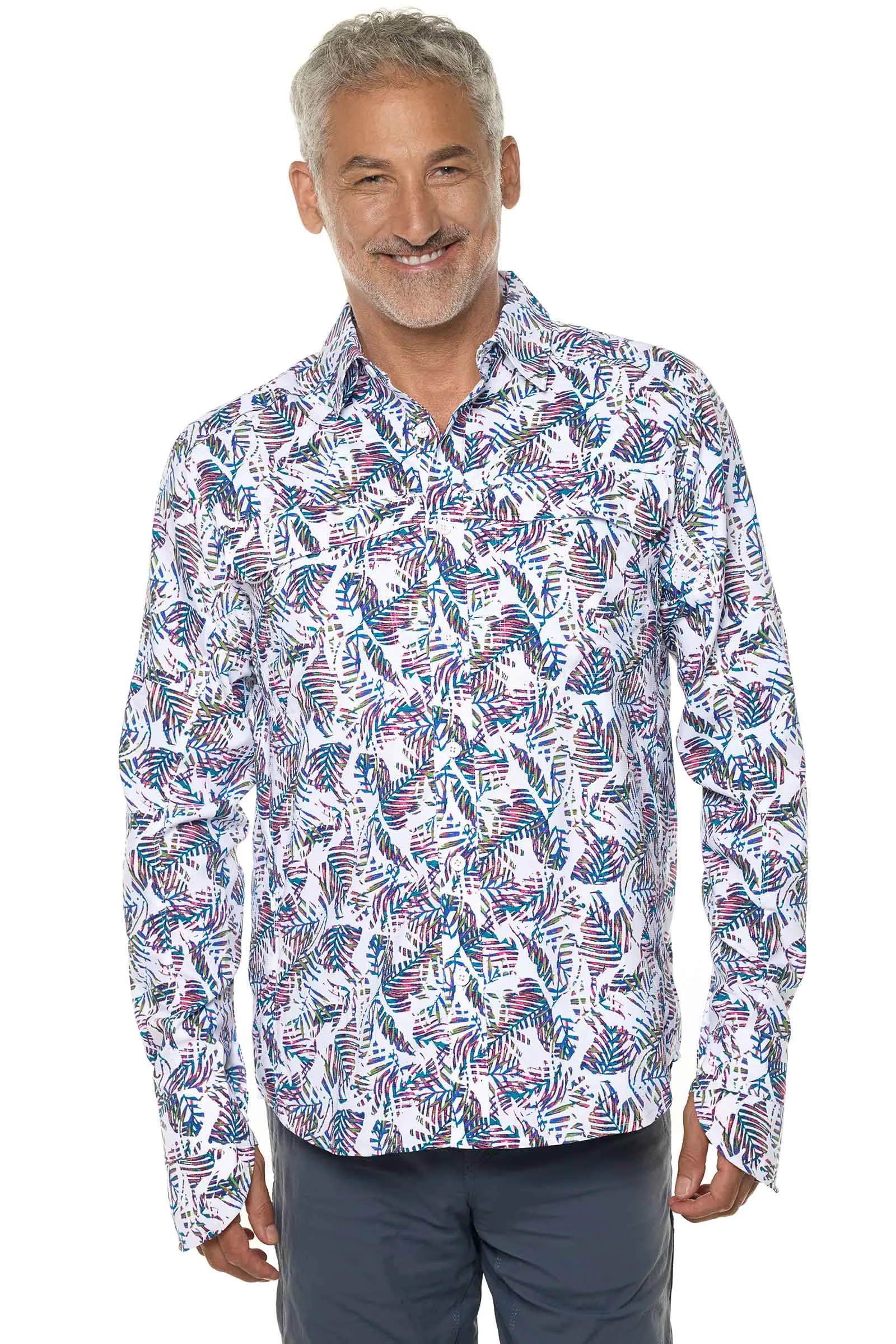 Men's Nassau Fishing Shirt  |  Magnolia Pink Beach Leaves