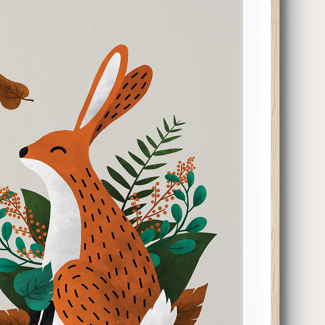 Neutral Fox & Hare Scandi Woodland Animals Nursery Prints Set Of 2