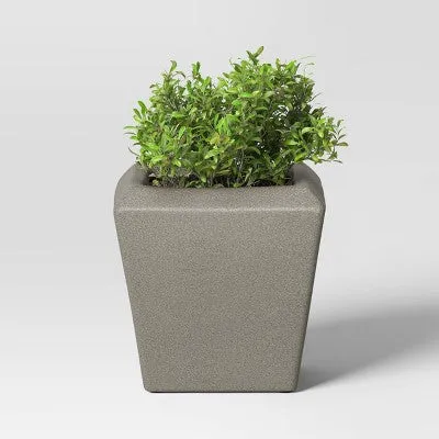 New - Threshold Studio McGee Large Square Ceramic Planter Pot Box Indoor/Outdoor, Gray