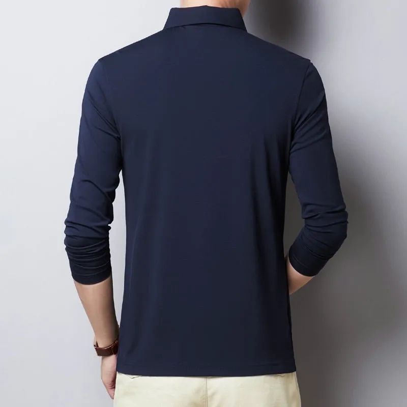 Nsqured "Classic Elegance" Men's Long Sleeve Cotton Polo Shirt