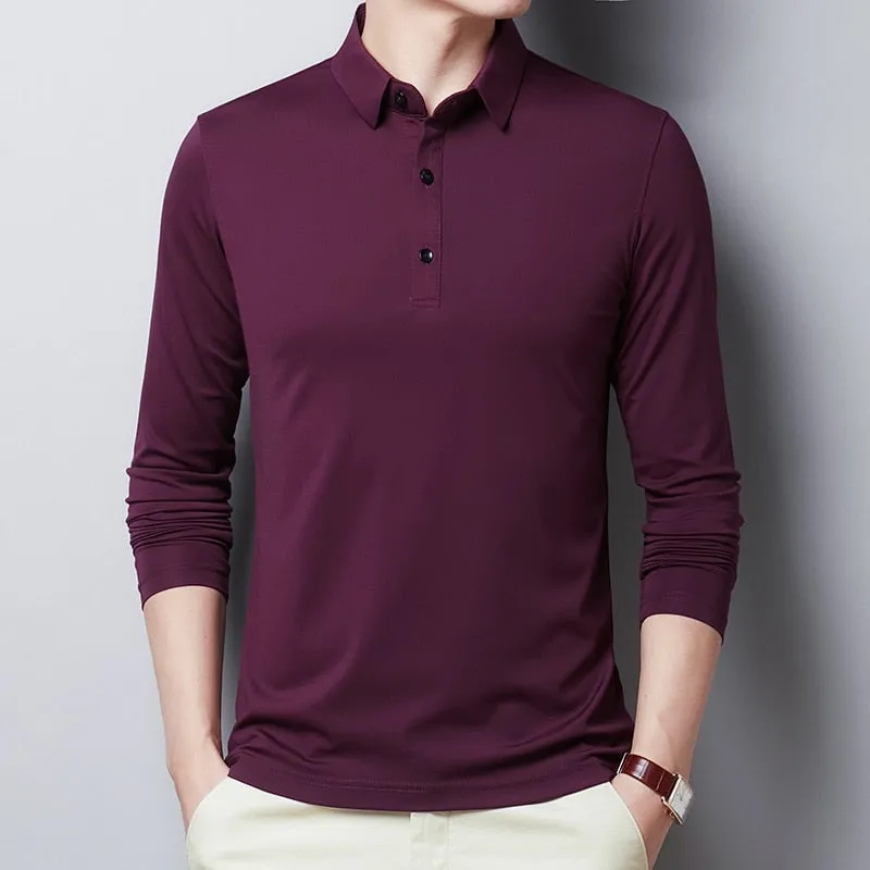 Nsqured "Classic Elegance" Men's Long Sleeve Cotton Polo Shirt