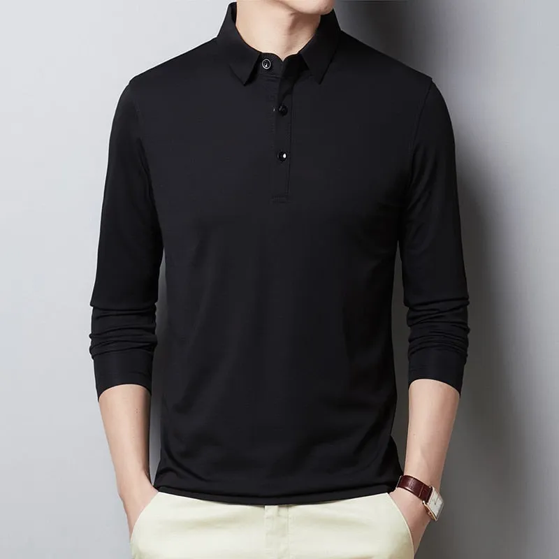 Nsqured "Classic Elegance" Men's Long Sleeve Cotton Polo Shirt