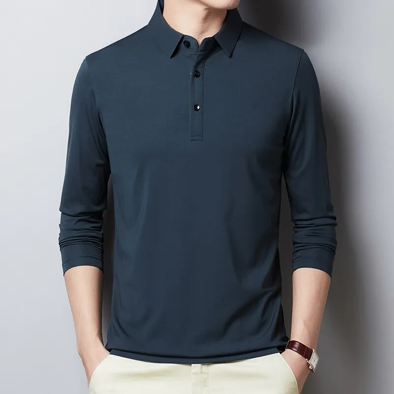 Nsqured "Classic Elegance" Men's Long Sleeve Cotton Polo Shirt