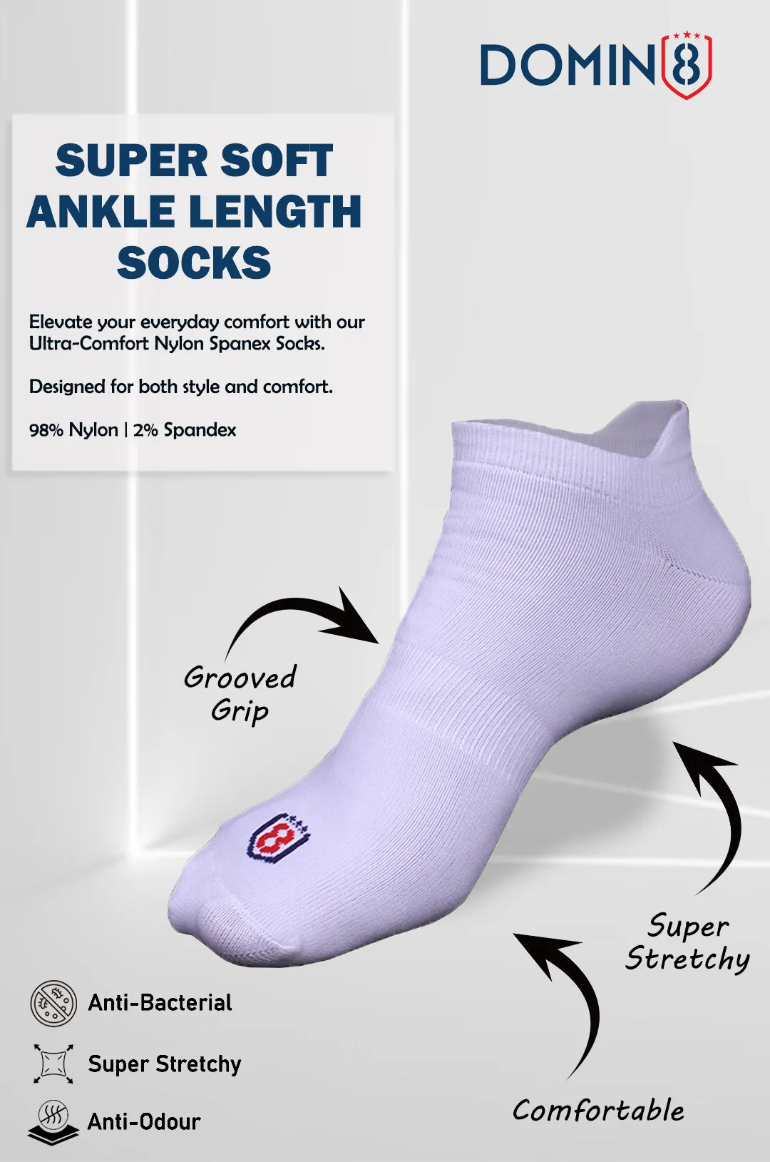 Nylon Low Ankle Socks With Rubber Grip Set