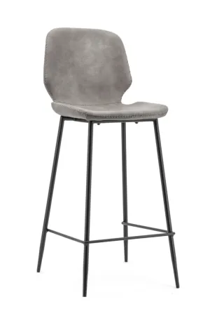 (Open Box)  Gray Leather Barstools (2) | By-Boo Seashell