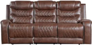 Putnam Power Double Reclining Sofa with Drop-Down in Brown 9405BR-3PW