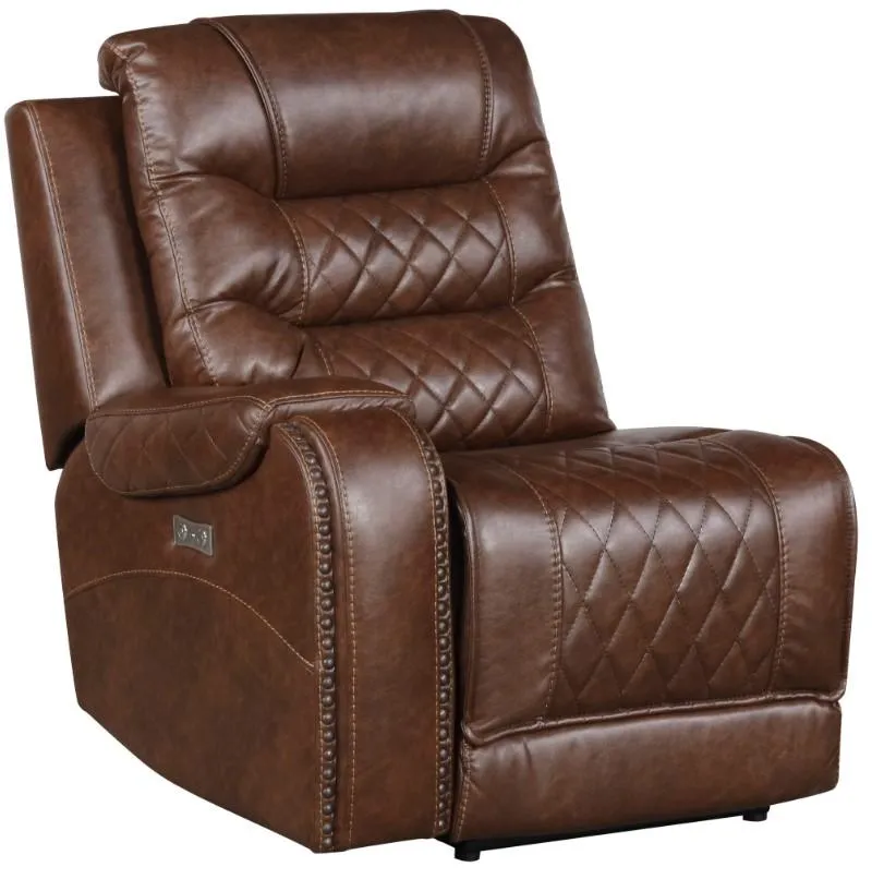 Putnam Power Left Side Reclining Chair with USB Port in Brown 9405BR-LRPW