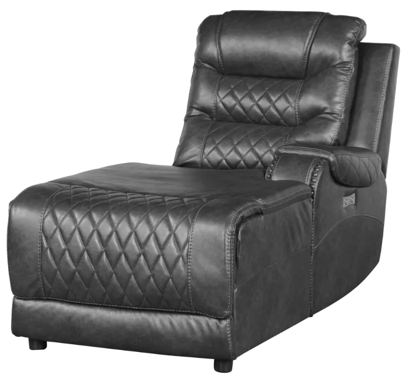 Putnam Power Right Side Reclining Chaise with USB Port in Gray 9405GY-RCPW