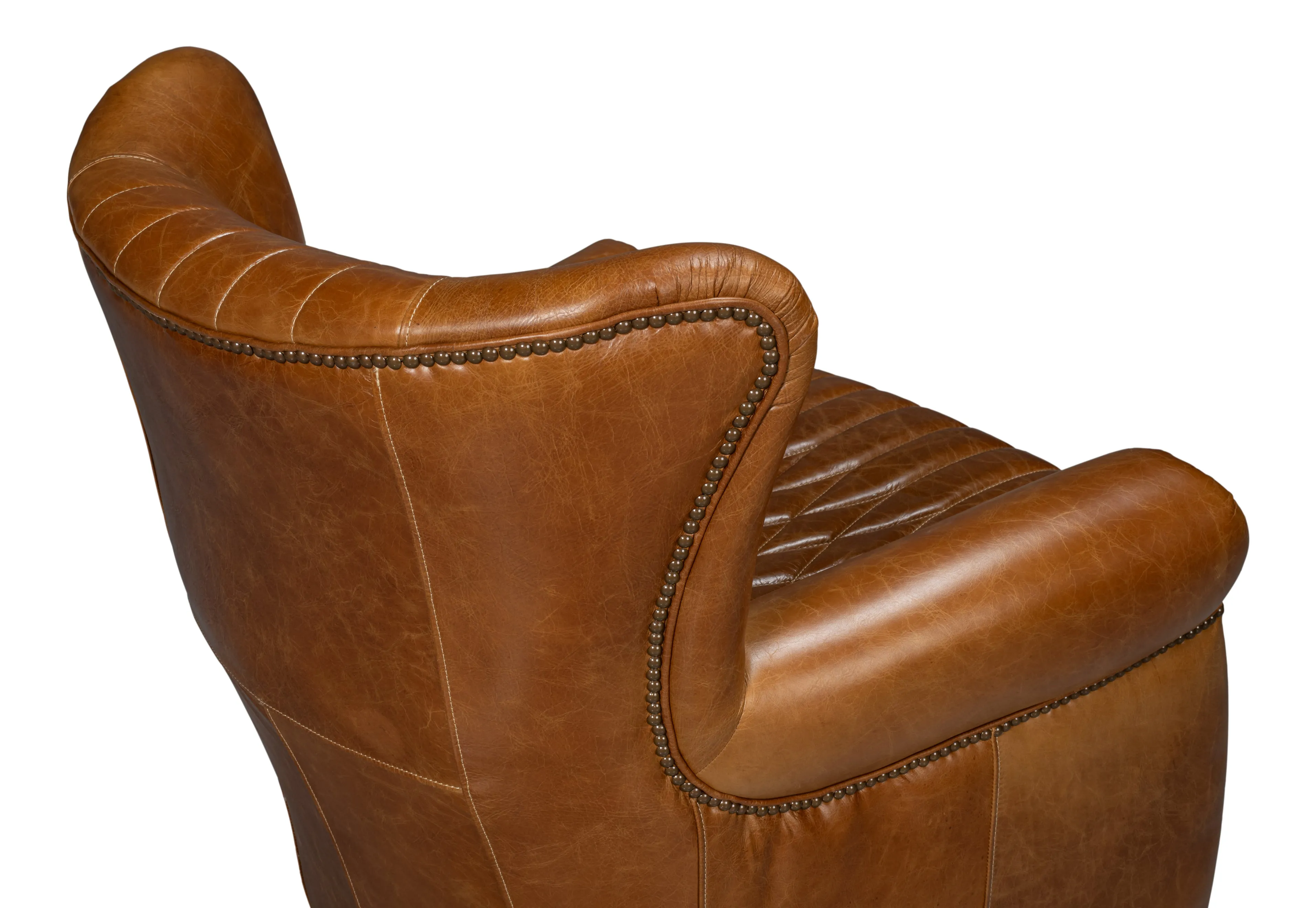 Sarreid - Bugatti Leather Swivel Chair  Cuba Brown - Brown - Traditional