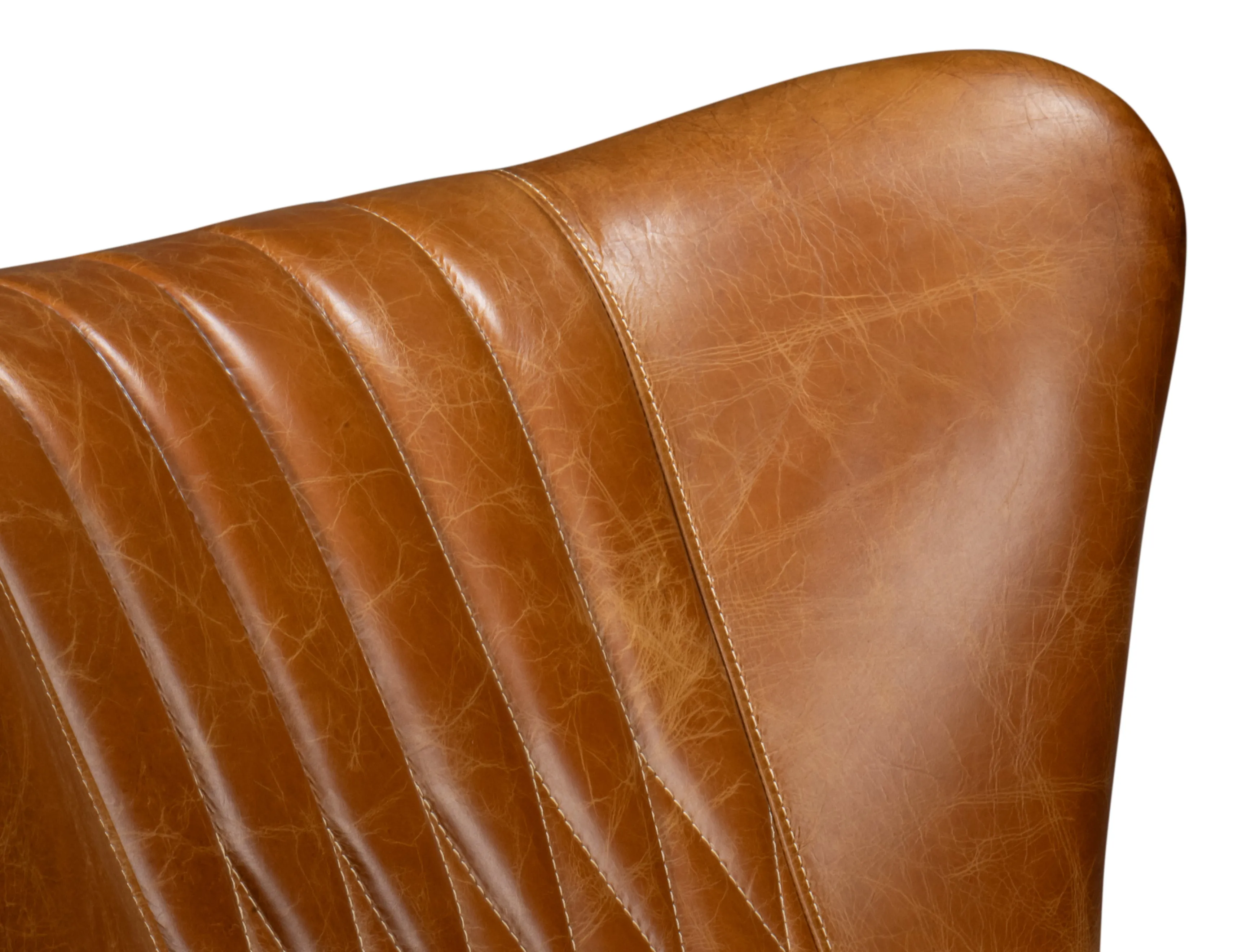 Sarreid - Bugatti Leather Swivel Chair  Cuba Brown - Brown - Traditional