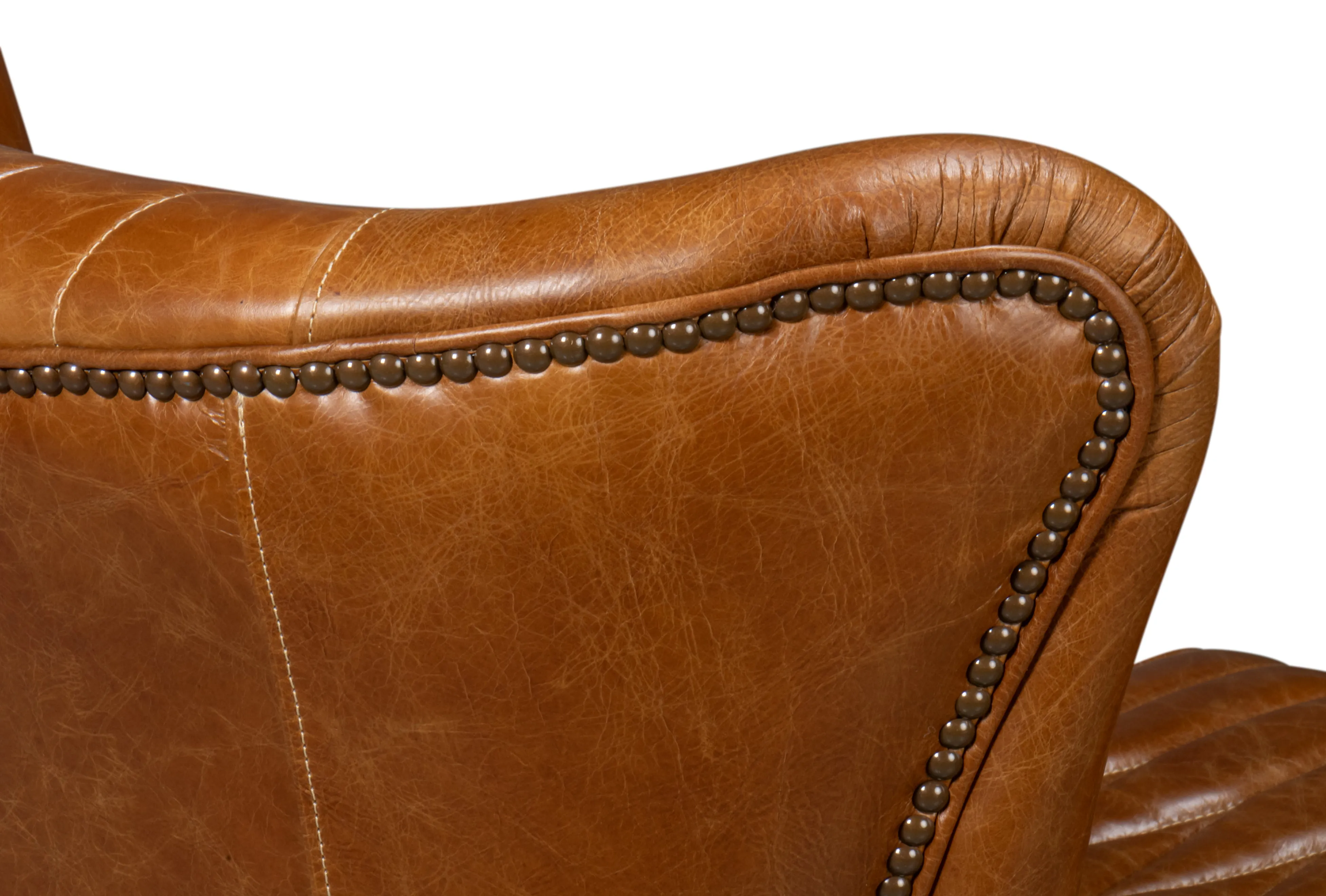 Sarreid - Bugatti Leather Swivel Chair  Cuba Brown - Brown - Traditional